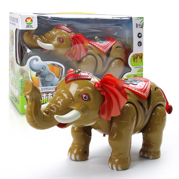 Large Electric Artificial Removable Walk Elephant Model Children Fun Miniatures Toy With Light Music Gift Toys 27 3bb W