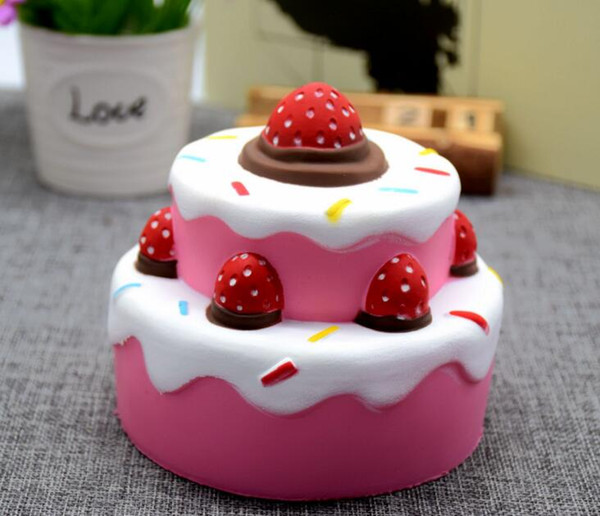 squishy Hot Squishy Strawberry and Heart-shaped cake Kawaii Slow Rising Cream Cake Mango Yellow Rosy Blue Kids New Year Toy Gift