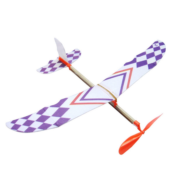 Rubber Band Powered Glider Flying Plane Airplane Model DIY Assembly Airplane for Kid Gift W15 free shipping