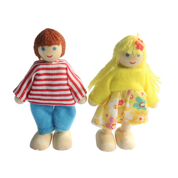Doll Family with 2 Dolls for Wooden Dollhouse Furniture Set