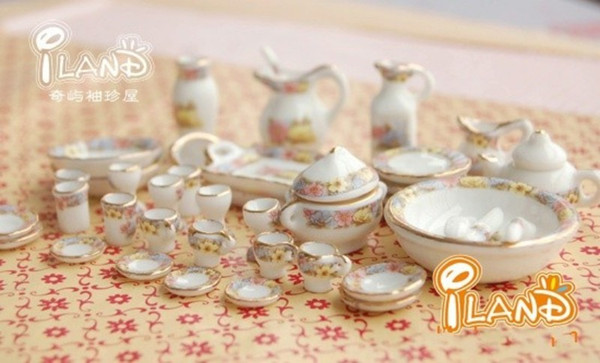 1:12 Doll House Mini Tea Tableware Furniture Ceramics Parts Pocket Size 40pcs High End Gorgeous Have Everything 59 9qy G1
