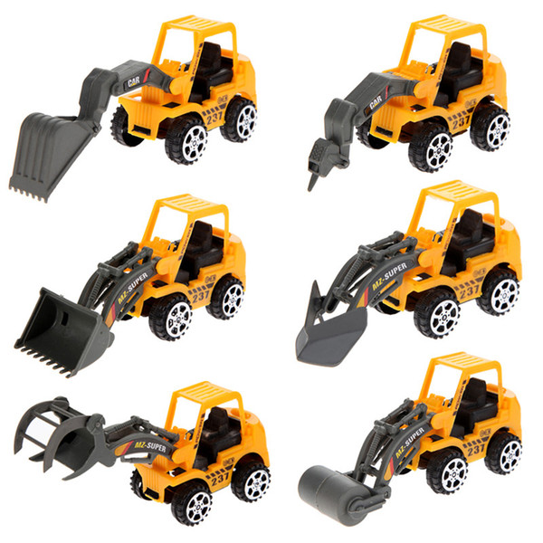 6pcs/lot Mini Car Toys Vehicle Sets Construction Bulldozer Excavator Engineering Vehicle Baby Kids Educational Toy Birthday Gift free shippi