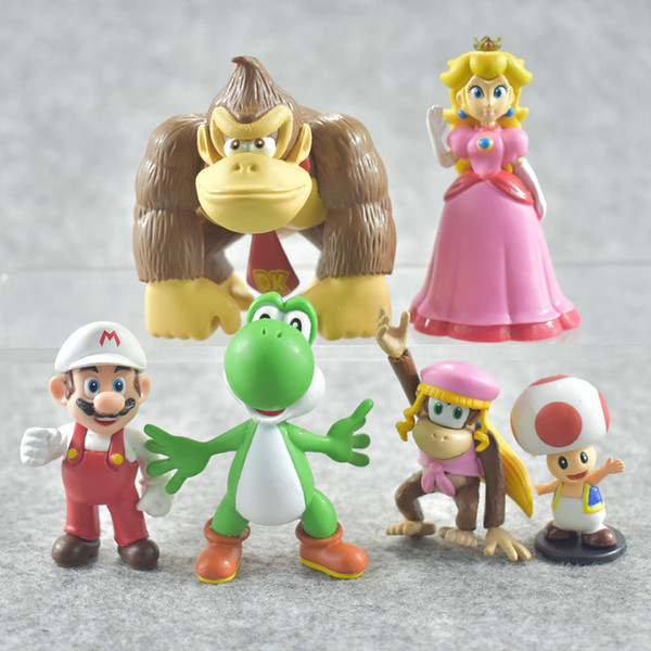 Super Mario Bros Luigi Mushroom Toad Princess Action Figure Miniatures Garage Kit Fun PVC Gift Toys For Kid 22lt W