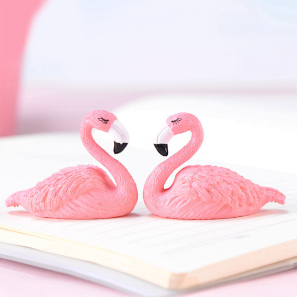 Miniature Flamingo Figure Animal Bird Toys Miniature Figures Toy PVC Fairy Garden Decorations Ornaments Cake Toppers Pink 3.3*4.6cm