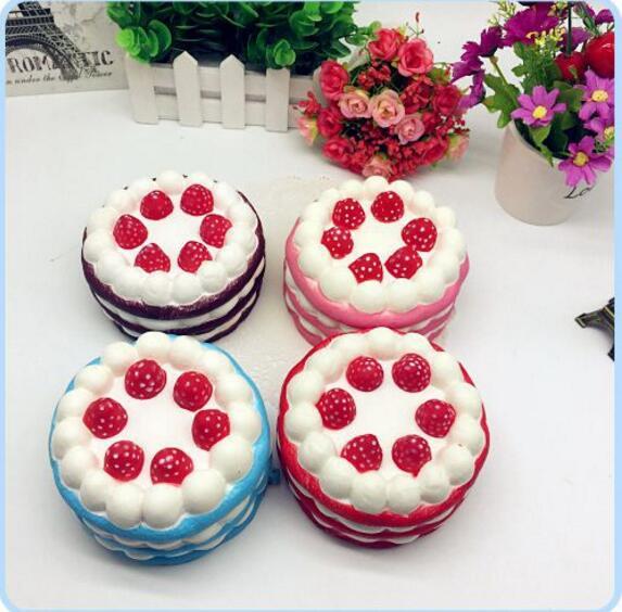 Hot Squishy Strawberry and Heart-shaped cake Kawaii Slow Rising Cream Cake Mango Yellow Rosy Blue Kids New Year Toy Gift free ship