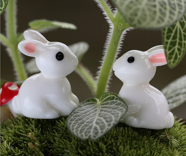 Miniature Bunny Figure Animal Rabbit Toys Fairy Garden Party Decorations White 0.8