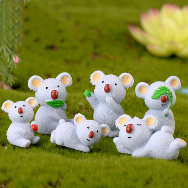 Miniature Koala Bear Figure Animal Toys Fairy Garden Party Decorations Resin Grey