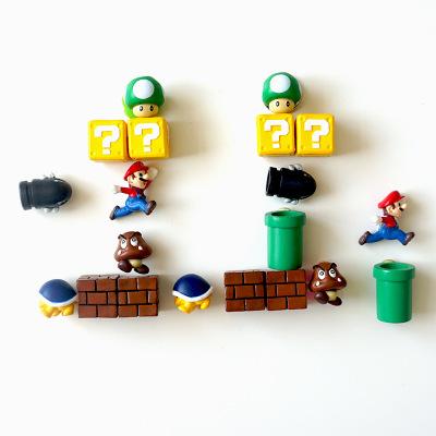 Ten styles Super Mario Mario fridge magnets 3d stereo set Mario decoration Japanese magnet creative cute V109