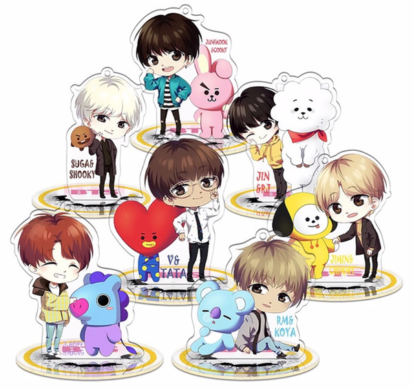 10pcs/lot bts bt21 member cartoon standee/ keychain free shipping