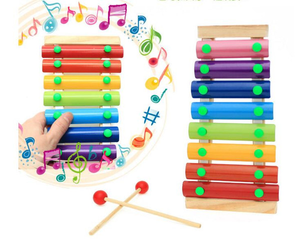 Baby's Wooden Musical Toys Trailer 8-Note Xylophone Children Hand Knocking Piano Music Instrument Early childhood educational toys