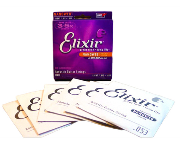 Elixir Acoustic Guitar Strings Phosphor Bronze Shade 6pcs=1set 11025 16027 16052 11052 11002 11027 11100 16002 16077 16102