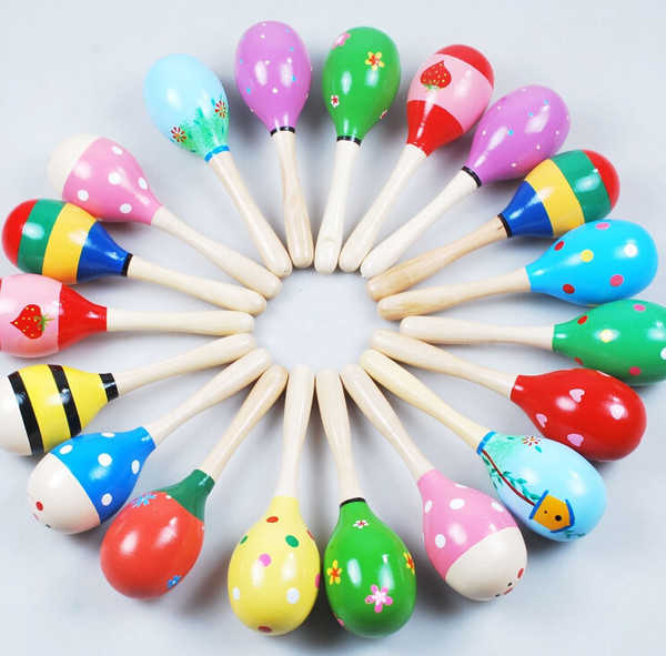 Colorful Baby Toy Wooden Maracas Egg Shakers Musical Toy Baby Rattle Early Educational Toy Hand Trainning Best kid Toys Free Shipping
