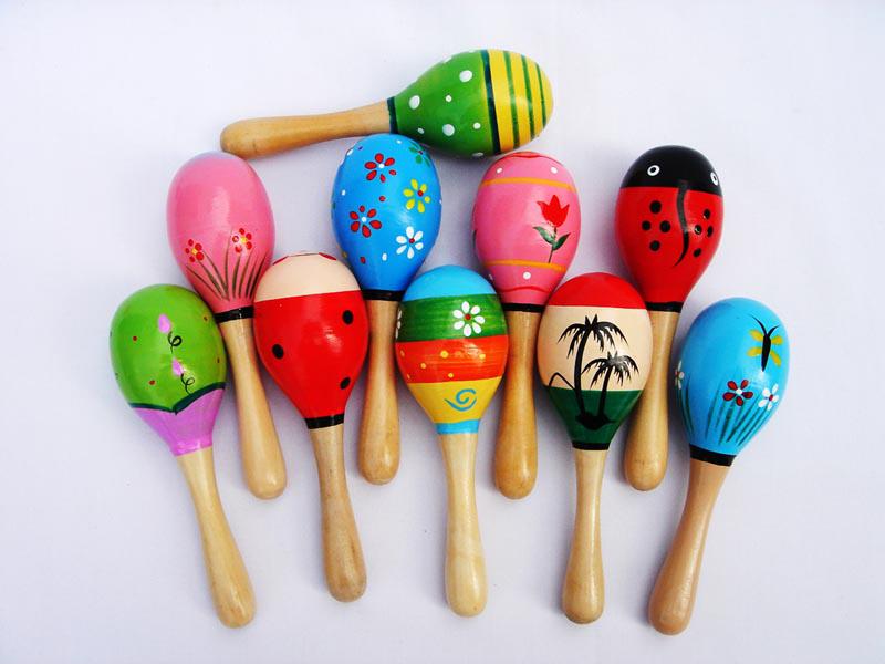 20*6cm Baby Wooden Toy Rattle Baby cute Rattle toys Orff musical instruments Educational Toys