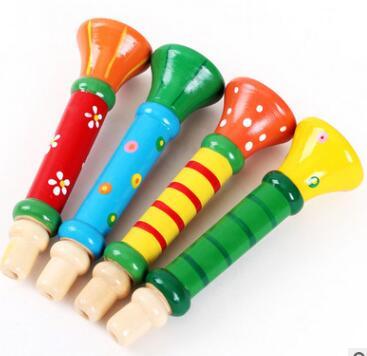 Party Supplies Good quality Colorful Wooden Trumpet Buglet Hooter Bugle Educational Toy for Kid