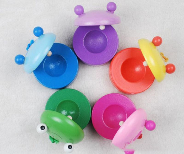 Children's Animal Zoo Musical Percussion 2015 new frog Pig tiger Instrument Wooden Colorful Castanet Baby Educational Toys D0219