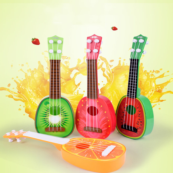 Can play simulation ukulele mini fruit guitar toy Child early education music toy instrument adjustable string button