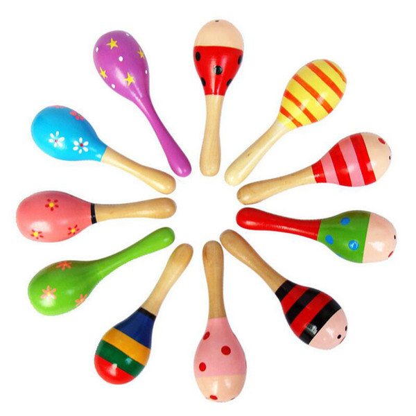 New Baby Infant Fancy Toy Small Wooden Sand Hammer Grip Exercises Kids Musical Instruments Hand Ball