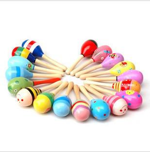 Hot Sale Wooden Toy Rattle Cute Mini Baby Sand Hammer Wholesale + free shipping