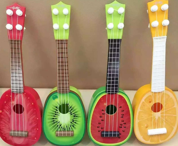 Guitar Toy for kids Musical Instrument Mini Four String Guitar Simulation Fruit Guitar Baby Musical Educational Toys Plastic