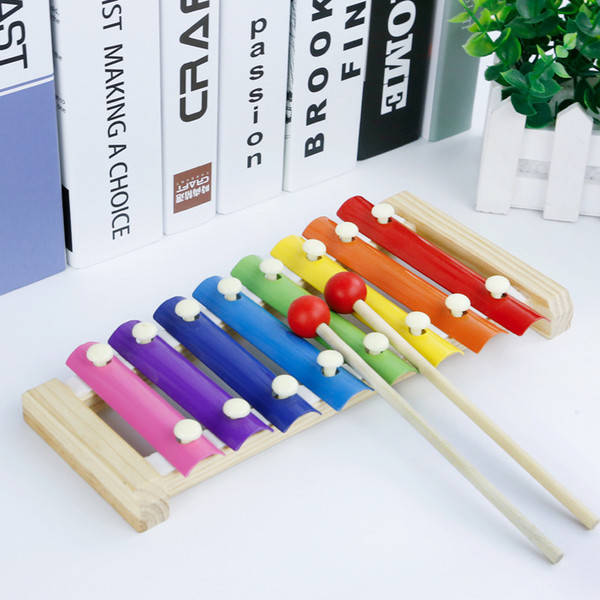 Baby wooden eight-tone hand musical instrument early education baby puzzle musical instrument toy 1-2-3 years old small wooden musical instr