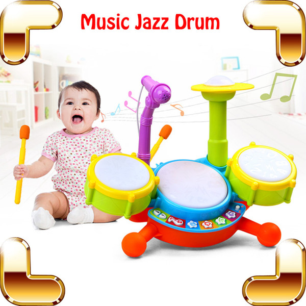 New Coming Gift Baby Jazz Drum Toy Musical Instrument Learning Education Toys Kids Microphone Children Plastic Drum Model Set Present