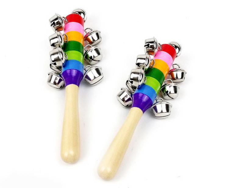 wholesale Orff instruments 10 colorful string of bells ringing percussion rattles baby toys 20pcs/lot