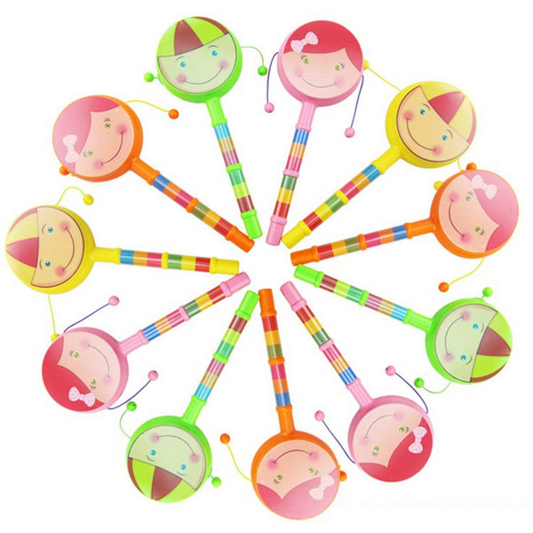 Smile Face Rattle Drum Cartoon Hand Bell Toys Musical Instruments Double Wave Kettle Plastic Chinese Traditional