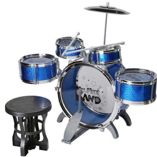 New Jazz Drum Set with Chair Music Educational Toy Instrument for Kids (10 Pcs)