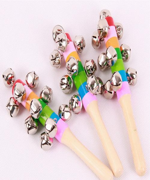 Ring Toy Rainbow Children Musical Instrument Wooden Jingle Ring Colourful Bell Baby Educational Toys Hand Bell Kid Gift