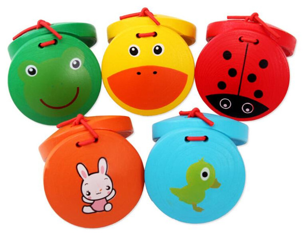Cartoon wooden castanets. Children's musical toys early childhood educational toys