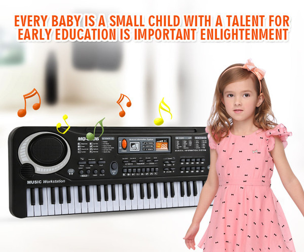 Wholesale- 61 Keys Music Electronic Digital Keyboard Electric Organ Children Great Gifts With Microphone Musical Instrument Top quality