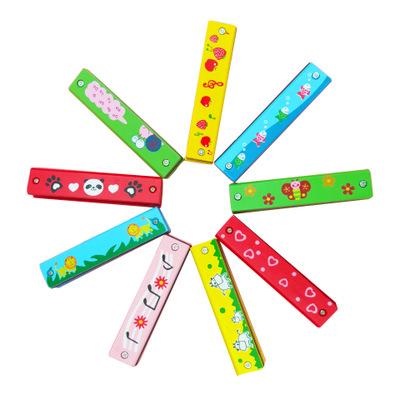 Cartoon Wooden Harmonica Kids Musical Instrument Educational Toy Colorful Children Attractive Toys Harmonica Baby Birthday Gift