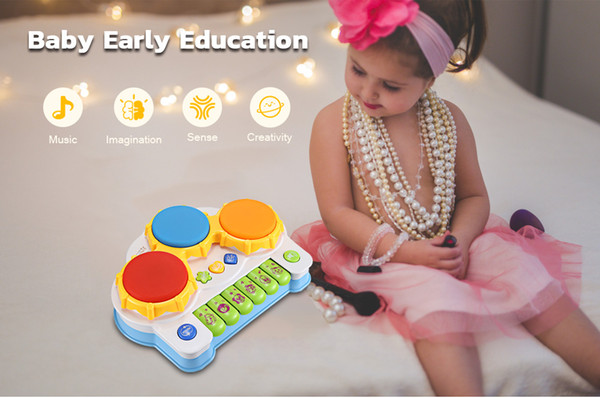 Hand Drums Electronic Piano 2-in-1 Educational Machine Popular Musical Instrument Toy Baby Kids Animal Farm Piano Developmental Music Toys