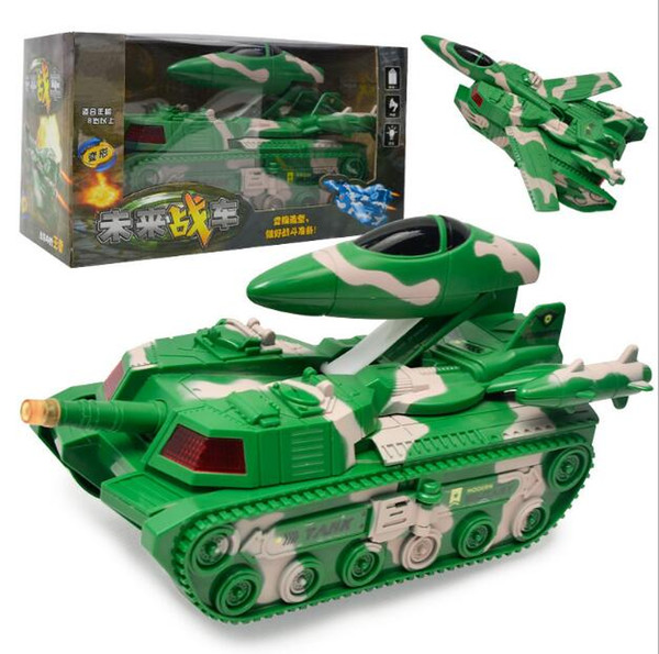 Children's Deformation toy car lights electric music universal versatile deformation tank simulation electric wholesale 