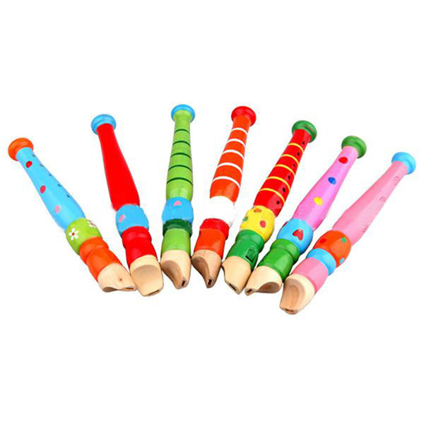 Carl Orff Colorful Fun Baby Kids Wooden Vertical Flute Whistle Musical Education Toys Portable Developmental Instrument 6 Hole