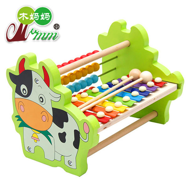 Wooden Xylophone Cows 8-Note Music Instrument Hand Knocking Piano Children's Educational Toys Calculator Frame Kid Musical Toys Baby Gift