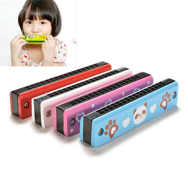 Cartoon Wooden Harmonica Kids Musical Instrument Educational Toy Colorful Children Attractive Toys Band Kit Baby Birthday Gift