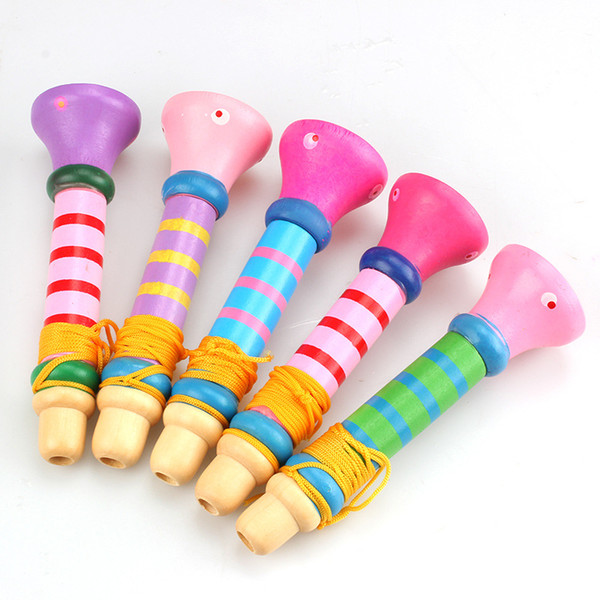 Wooden trumpet blowing children's whistle toys baby playing musical instruments early childhood education toys wholesale