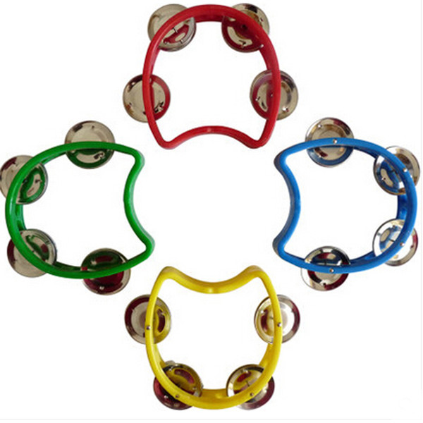 2015 new Plastic Tambourine Handbell Rattles Child Baby Kid Orff Musical Instrument Toy 10CM free shipping