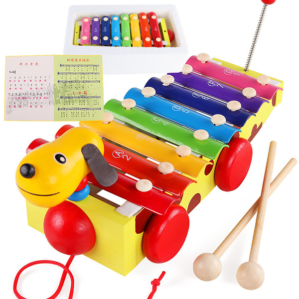 8-scales children piano Removable Draggable Lovely dog shape Knock on the piano in knocker Send the piano score Kids music toys