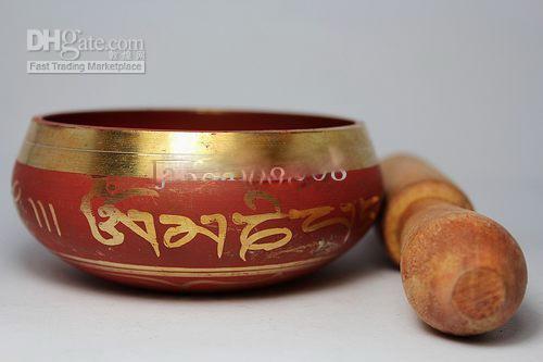 Rare Cheap Chinese Old Tibet Copper Handwork Painting Sing Bowl
