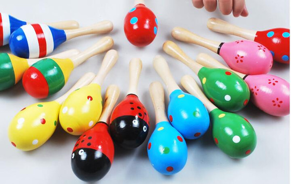 Colorful Baby Toy Wooden Maracas Egg Shakers Musical Toy Baby Rattle Early Educational Toy Hand Trainning Best kid Toys Free Shipping