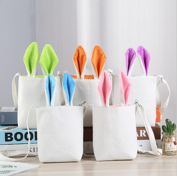 Easter Bunny Bags Lovely Rabbit Ear Canvas Single-shoulder Gift Bag Can be carried out Children Favorite Double Layeres Adjustable 5 Colors