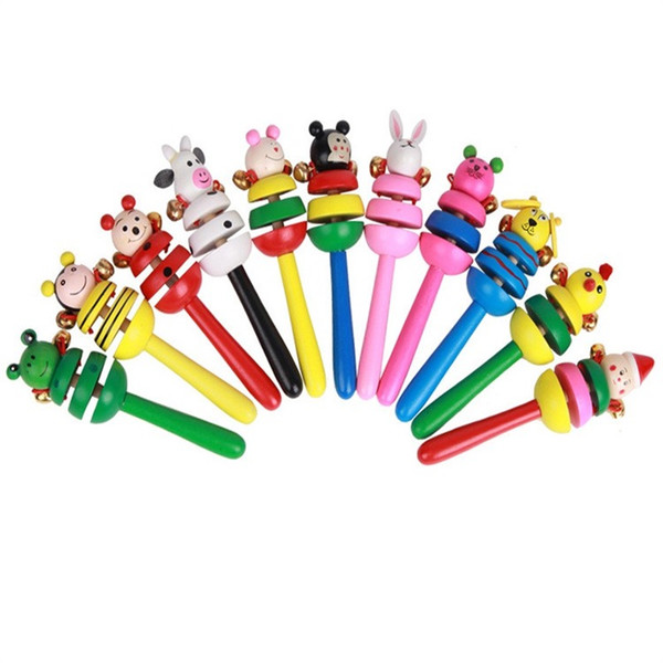 Colorful Cartoon Newborn Rattles Wooden Baby Handbell Early Education Puzzle Toys Many Styles 1 95sw C R