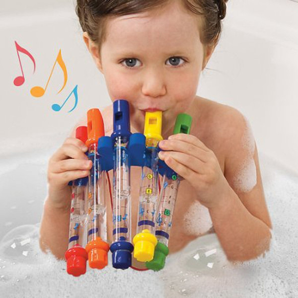 Hotsale five colored water flute baby children early childhood bathroom bath toy water play music flute DHL 