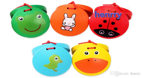 Wholesale Cartoon wooden castanets. Children's musical toys early childhood educational toys, children's toys percussion sound