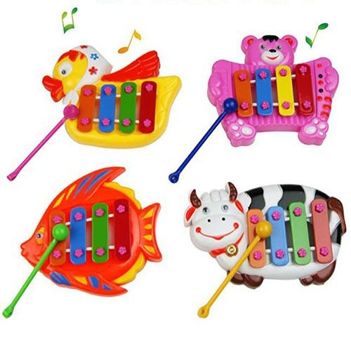 Children's Cute Cartoon Musical Educational Animal Developmental Music Bell Toy 4 Tones for Kids Baby RANDOM DESIGN