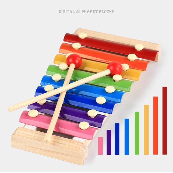 wood hand knocks the xylophone serinette Eight piano the eight scales on piano digital alphabet blocks Children's baby toy piano gift DHL 10