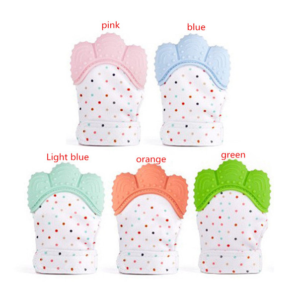 5 Color Silicone Teether Baby Pacifier Glove Baby Teething Glove Newborn Nursing Mittens Teether Chewable Nursing Beads 200pcs MMA253