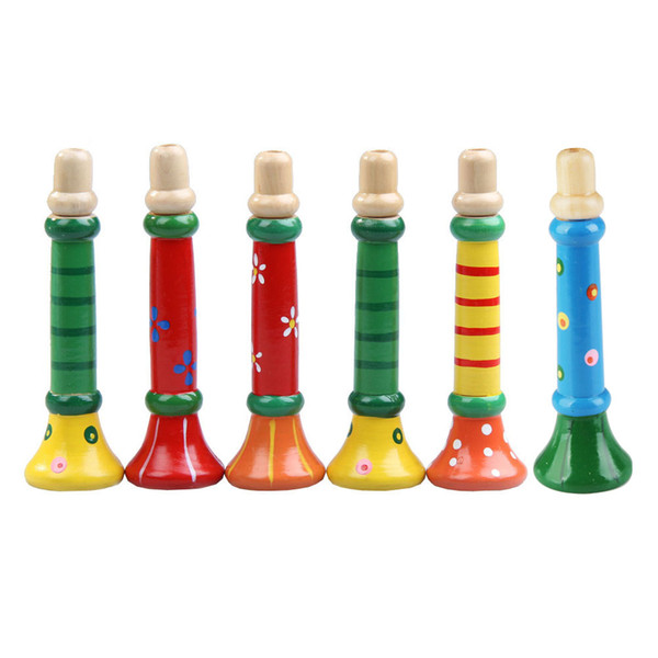 2017 Colorful Wooden Toys Trumpet Buglet Hooter Bugle Educational Musical Toys Instrument For Kids Children Toy Random Color